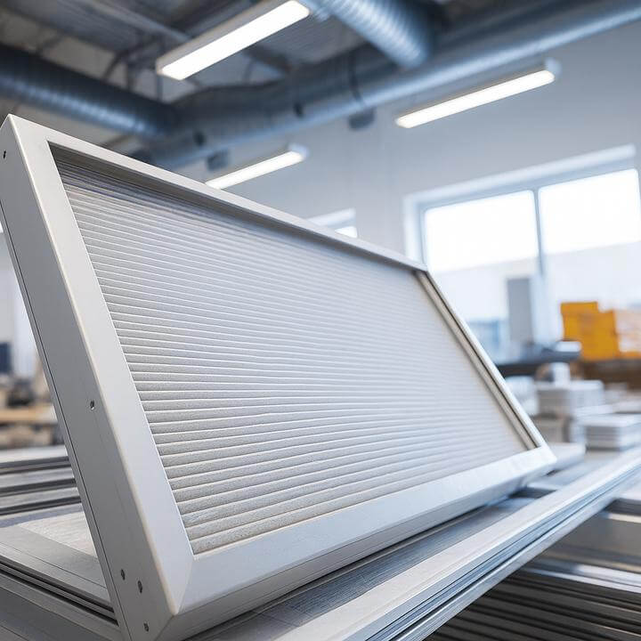 Quel type de filtres doit-on utiliser pour les systèmes CVC des bâtiments de bureaux? Image d'un filtre CVC dans un bureau.