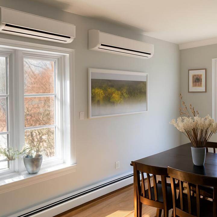 Salon avec climatiseur mural moderne - Combien de temps dure un climatiseur mural?