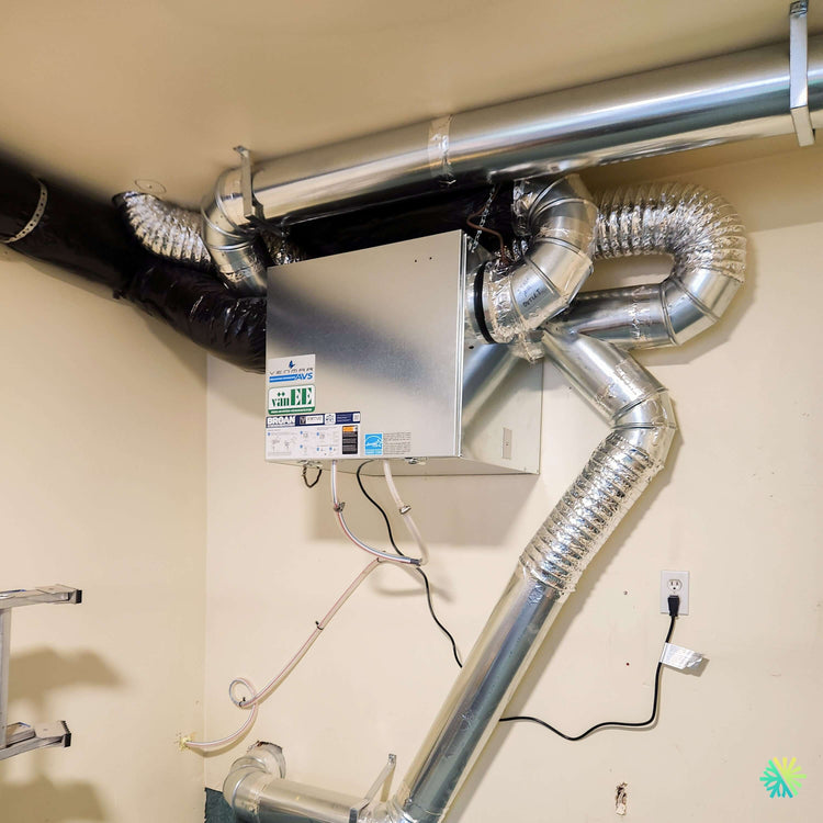 Installation d'un échangeur d'air Venmar AVS (vänEE) à technologie Virtuo en conduits rigides à La Prairie, Rive Sud
