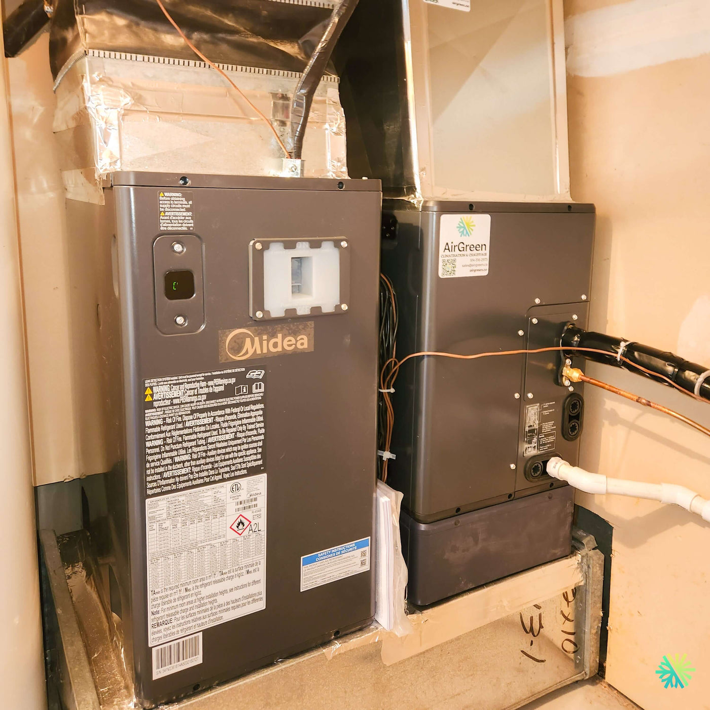 Installation d’une fournaise électrique MIDEA EVOX G3 1.5 tonne avec système central Air Handler à Verdun