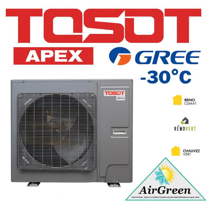 Installation d'une Thermopompe Centrale Tosot APEX à Beaconsfield, Montréal, par AirGreen, montrant l'unité à l'extérieur d'une maison.
