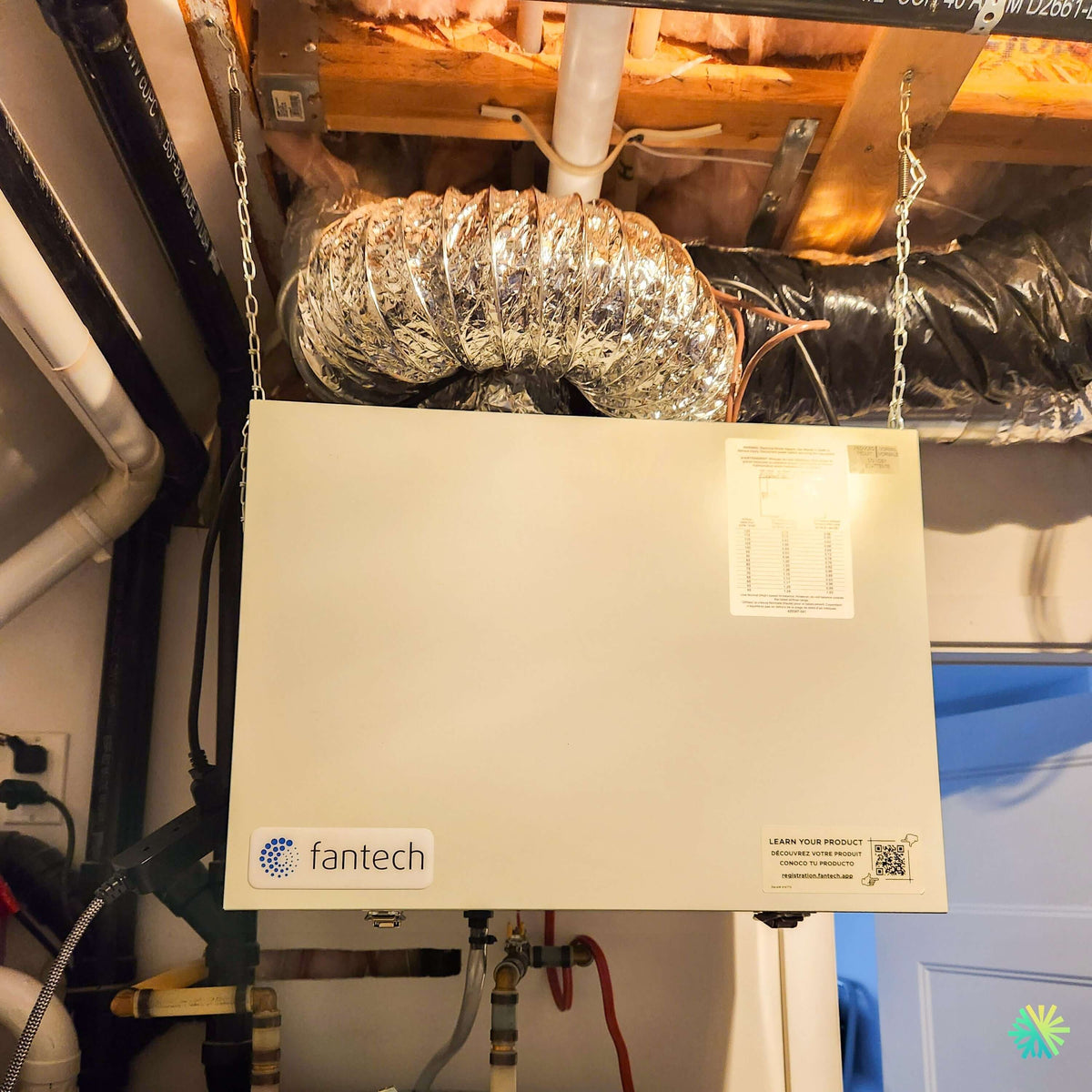 Installation d'un échangeur d'air Fantech FLEX 100H dans un sous-sol de Côte Saint-Luc