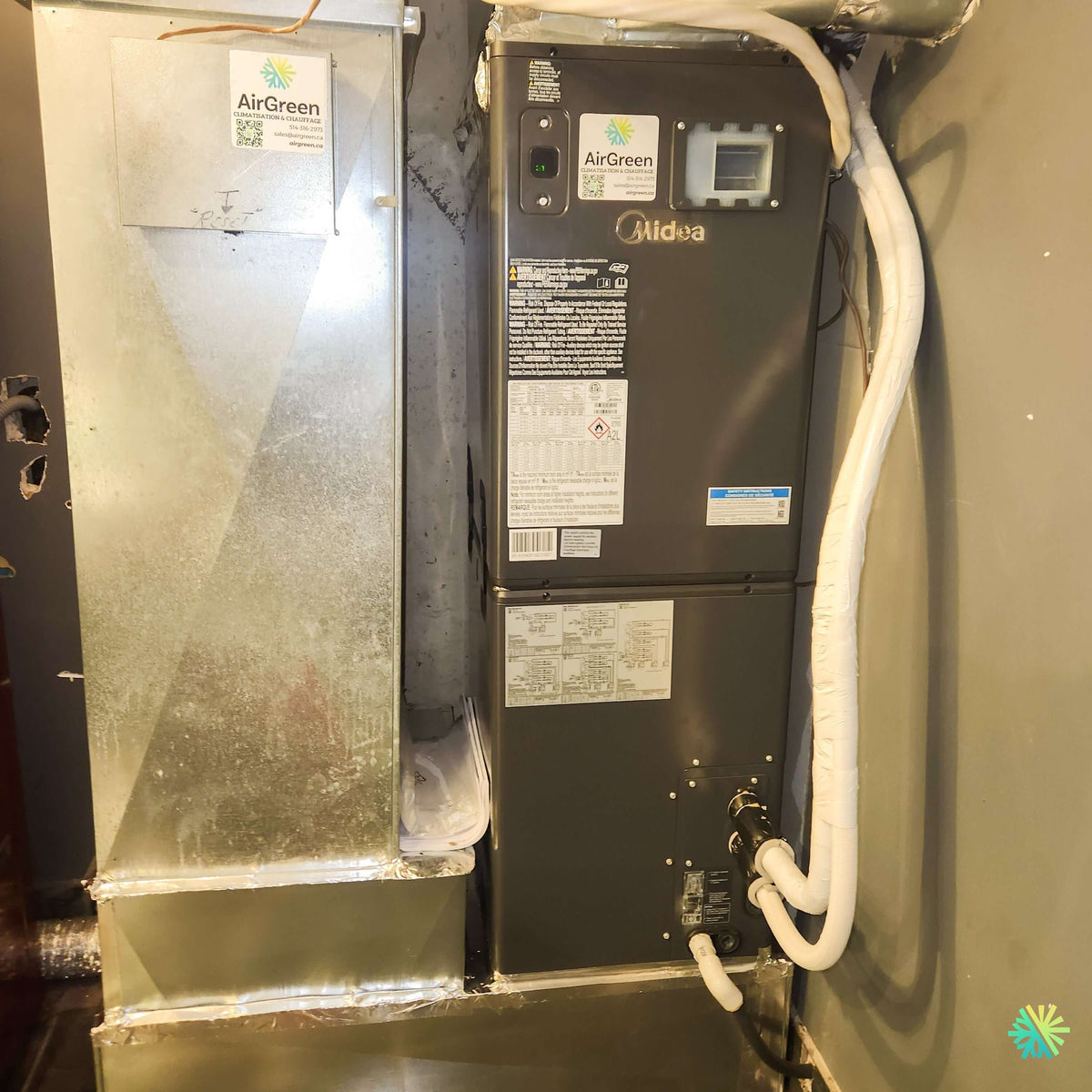 Installation d’une fournaise électrique centrale MIDEA EVOX G3 3 tonnes à Brossard
