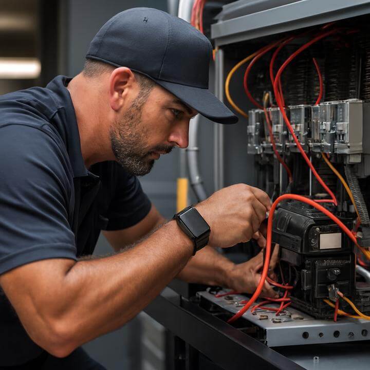 Technicien effectuant l'entretien des systèmes CVC dans un bureau. À quelle fréquence les systèmes CVC des bâtiments de bureaux doivent-ils être entretenus?
