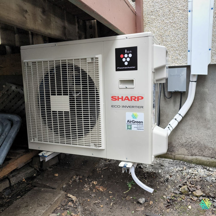 Installation d’une Sharp (thermopompe murale, série R-32) à Chomedey, Laval