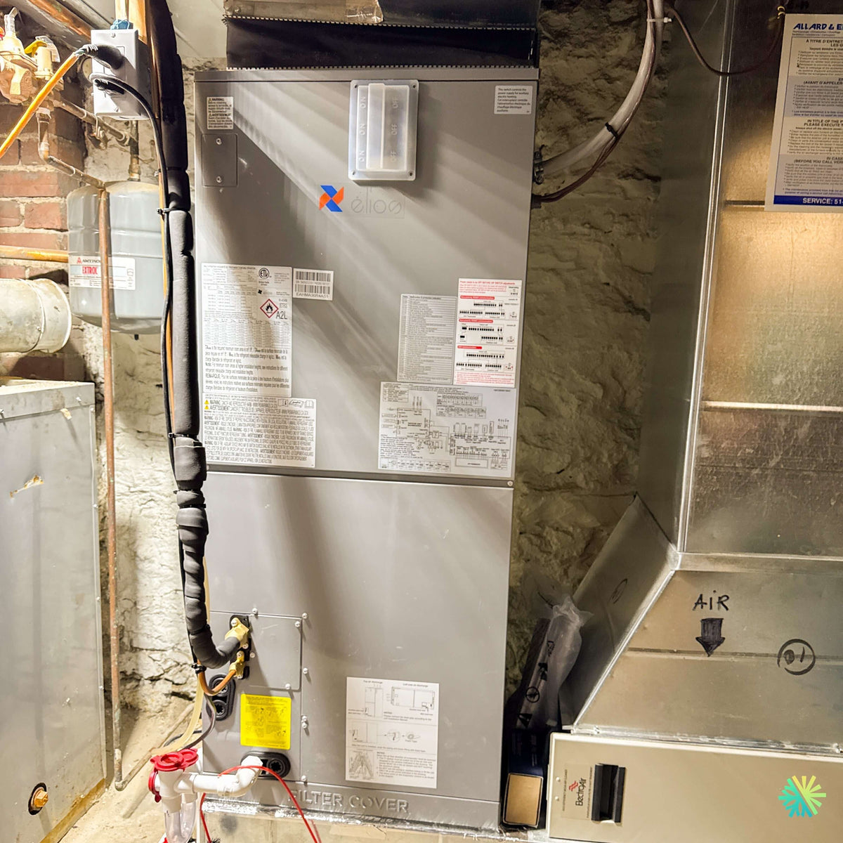 Installation d’une fournaise électrique ELIOS R454B de 36 000 BTU à Varennes sur la Rive-Sud