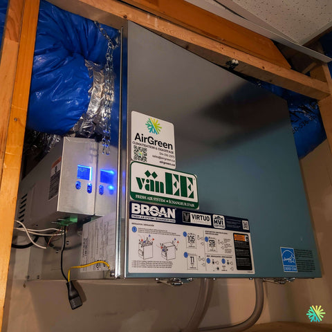 Installation d'un échangeur d'air Broan-NuTone HRV160 ECM (modèle HRV160TE, série HE) à Saint-Urbain-Premier, en Montérégie