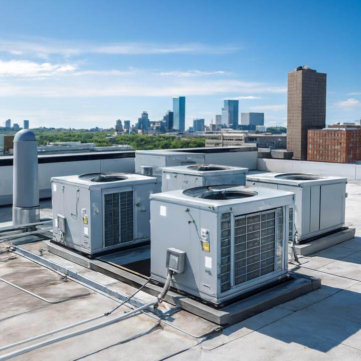 Système de CVC sur un toit commercial montrant comment choisir le meilleur système de CVC commercial pour mon entreprise?