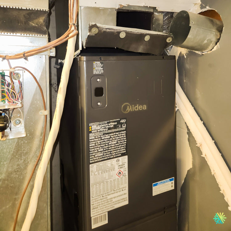 Installation d’une fournaise électrique MIDEA EVOX G3 3 tonnes avec système central Air Handler à Rivière-des-Prairies–Pointe-aux-Trembles