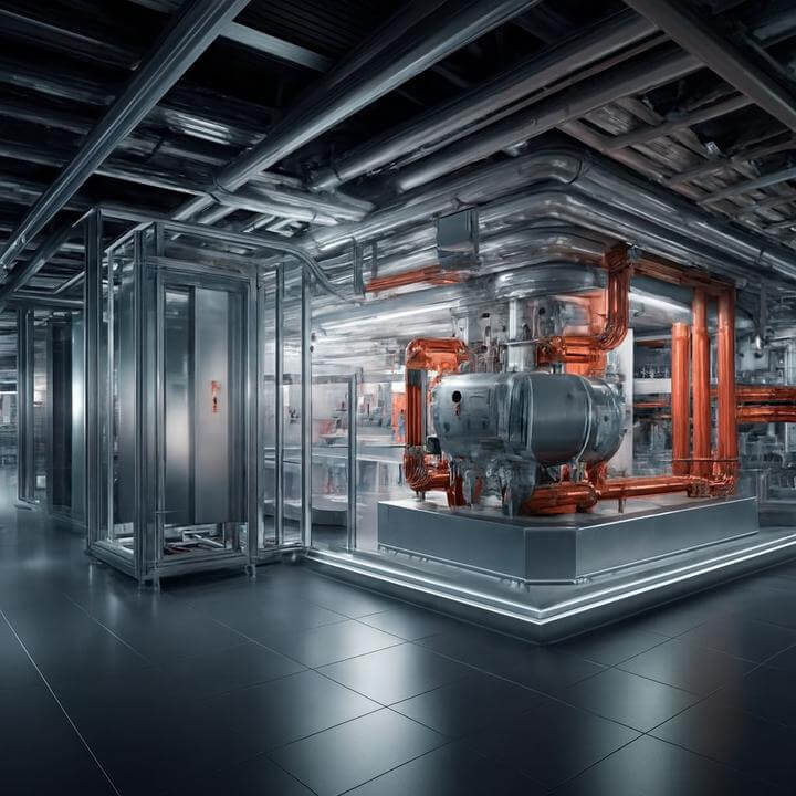 Modern refrigeration unit in industrial setting, illustrating "Comment choisir la bonne taille d'unité de réfrigération pour mon entreprise?"