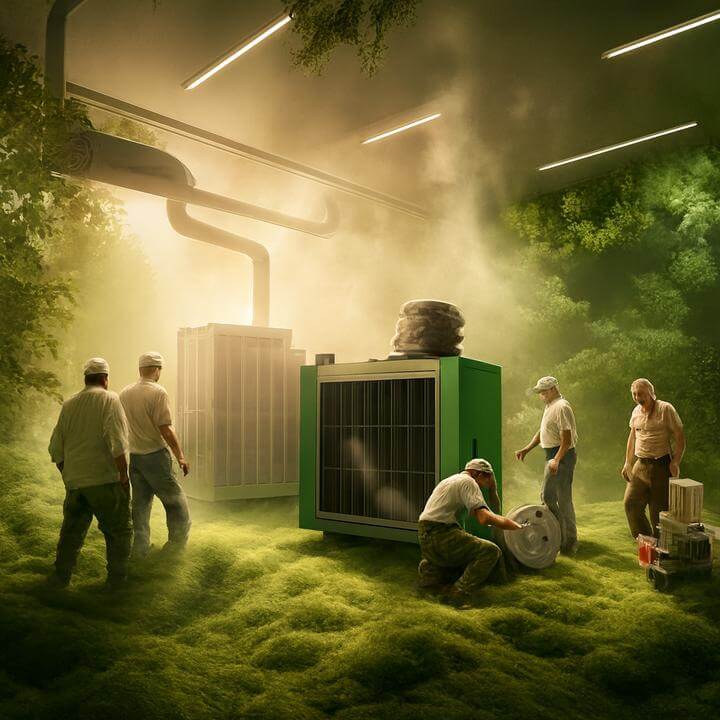 Les systèmes de thermopompes centrales sont-ils écologiques? Installation verte et durable.