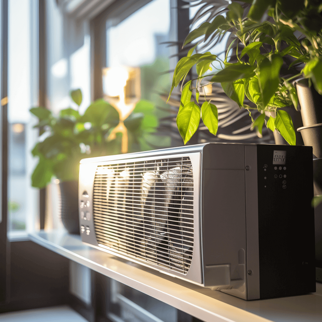 Unité de CVC dans un immeuble de condos avec plantes, illustrant quels sont les signes qu'il faut remplacer le système CVC d'un immeuble à condos?