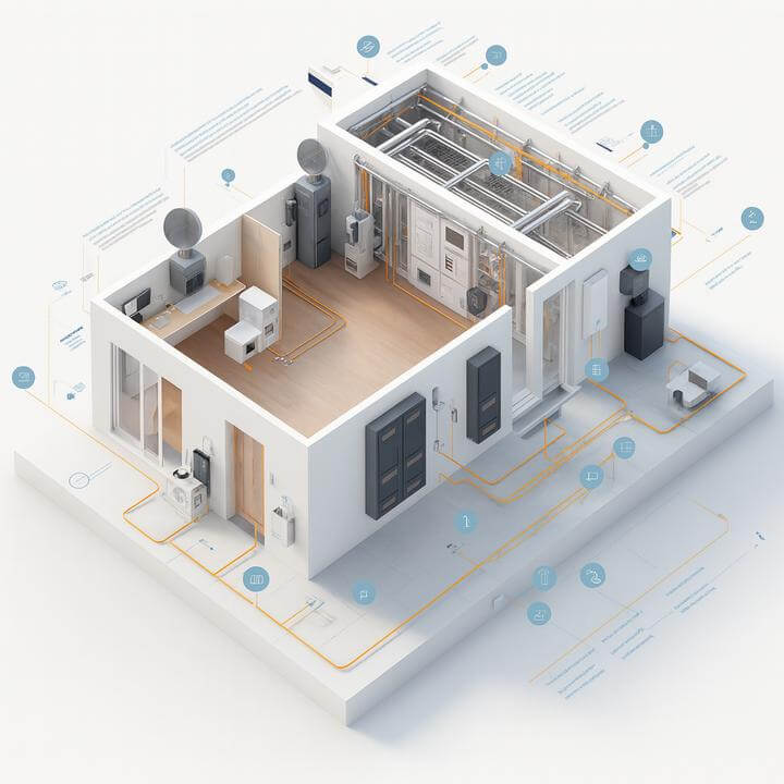 Illustration d'une maquette de système monobloc CVC montrant comment la capacité ou la tonnage est lié à l'espace qu'il peut servir efficacement.