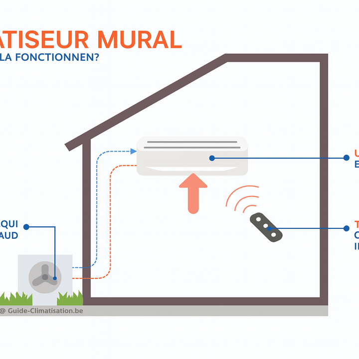 Interior showing living room with window view and wall-mounted air conditioner - Combien d'espace mural est nécessaire pour un climatiseur mural?
