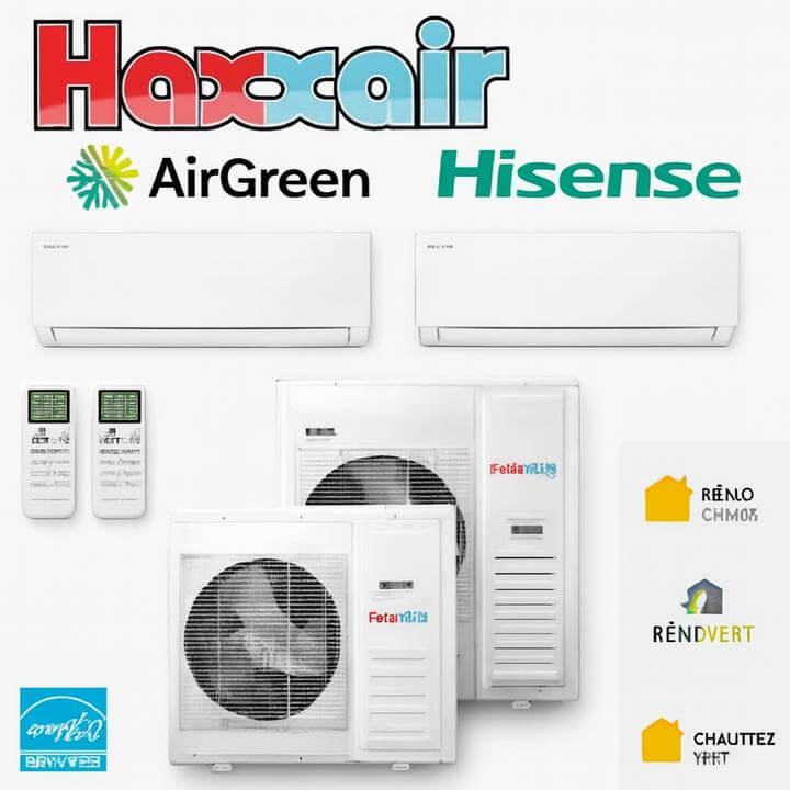 Installation d'une Thermopompe Murale DoubleZone Haxxair T2D à Villeray, Montréal, sur un mur de brique rouge avec échelle.