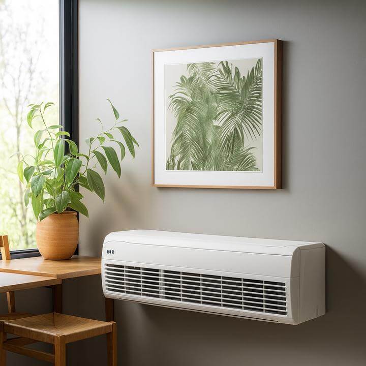 Unité PTAC installée dans un espace intérieur moderne, illustrant comment les unités PTAC peuvent-elles à la fois chauffer et refroidir un espace.