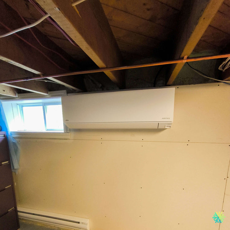 Installation d’une thermopompe murale FUJITSU AIRSTAGE Orion XLTH+ à Saint-Louis : chauffage jusqu’à -30 °C et installation adaptée à un espace en finition
