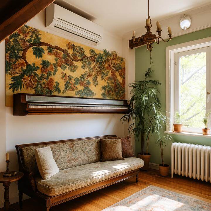 Climatiseur mural installé dans un salon lumineux - Quelle est la durée de la garantie d'un climatiseur mural?