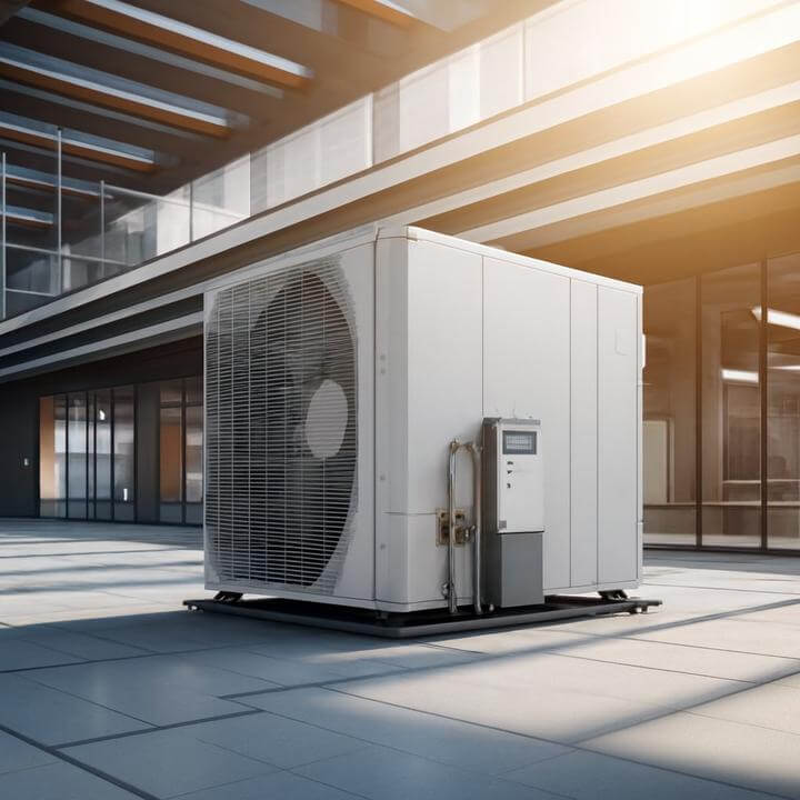 Système CVC moderne dans un bâtiment de bureaux, illustrant comment choisir la bonne taille de système CVC pour mon bâtiment de bureaux.
