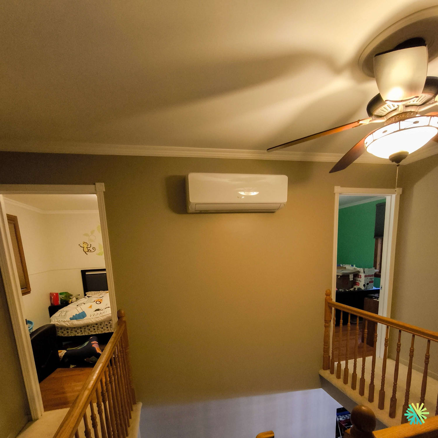Installation d’une thermopompe DoubleZone GREE FREE MATCH R32 à Beaconsfield : confort sur mesure pour un étage familial avec deux chambres adjacentes
