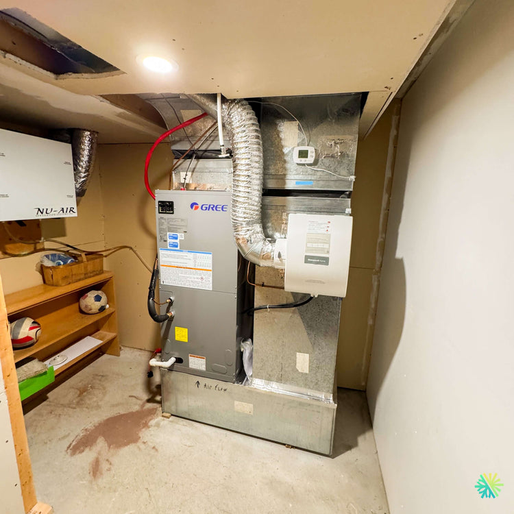 Installation d'une thermopompe centrale GREE FLEXX R32 avec appoint électrique à Noyan, dans le Haut-Richelieu