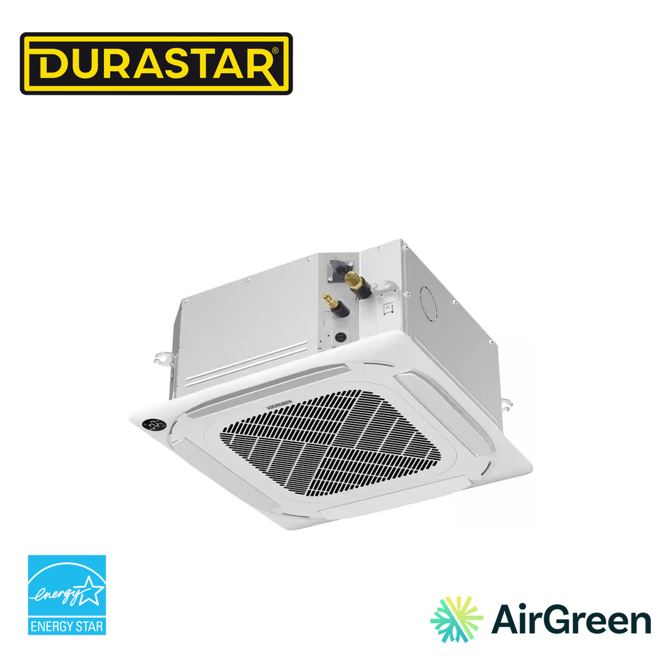 Cassette de plafond 4 voies DURASTAR installée par AirGreen à Montréal, Laval, Longueuil, sur la Rive-Sud et la Rive-Nord