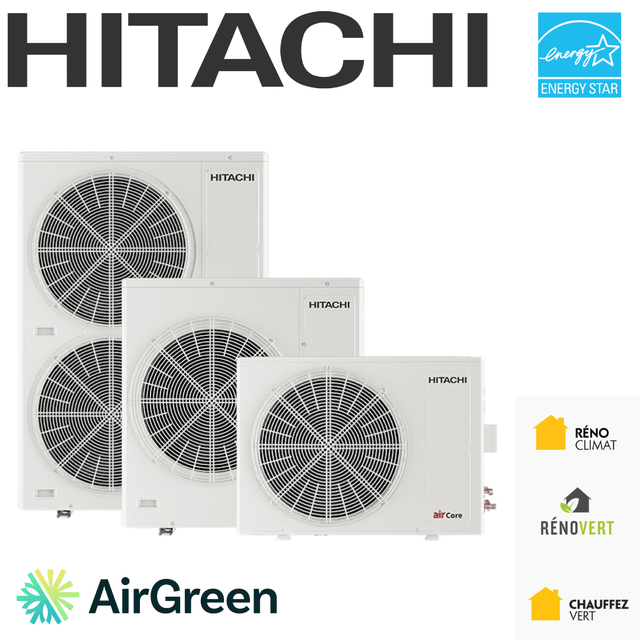 Thermopompe centrale Hitachi installée par AirGreen
