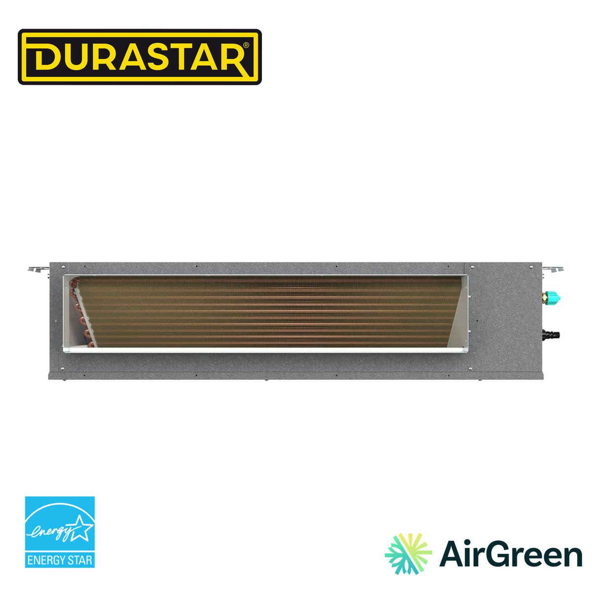 Thermopompe gainable DURASTAR à conduits, installée par AirGreen à Montréal, Laval, Longueuil, sur la Rive-Sud et la Rive-Nord