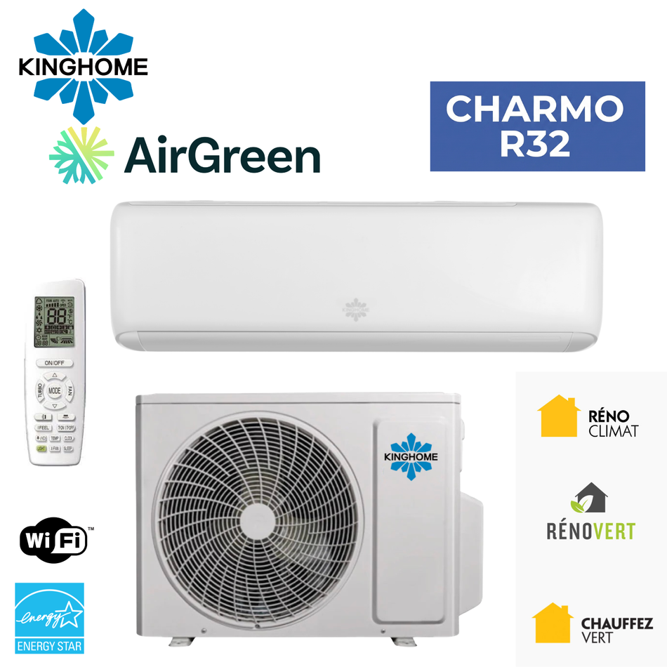 Thermopompe Murale Kinghome CHARMO R32 | Montréal, Laval, Rive Sud & Nord