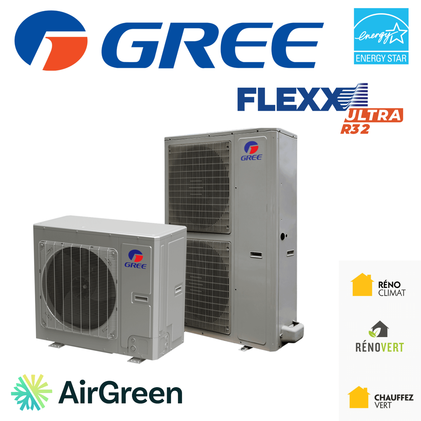 Thermopompe Centrale GREE FLEXX ULTRA R32 | Montréal, Laval, Longueuil