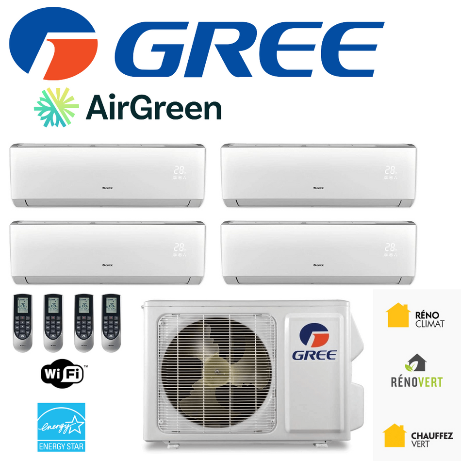 Gree Quad Zone Mini Split | MONTREAL, LAVAL, LONGUEUIL, RIVE SUD, RIVE NORD