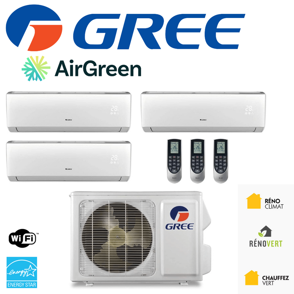 Gree Triple Zone Mini Split | MONTREAL, LAVAL, LONGUEUIL, RIVE SUD, RIVE NORD