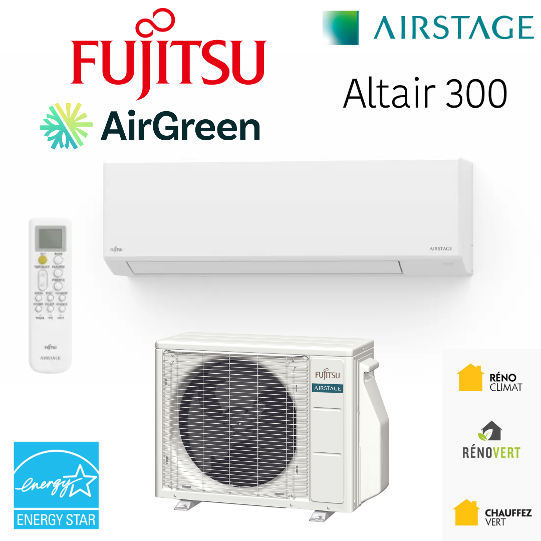 Thermopompe Murale Fujitsu ALTAIR 300 | KNAS R-32 | Montréal, Laval, Longueuil, Rive Sud et Rive Nord