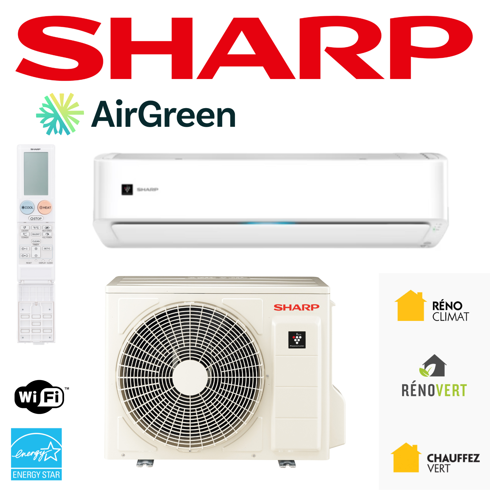 Thermopompe murale SHARP | MONTREAL, LAVAL, LONGUEUIL, RIVE SUD, RIVE NORD