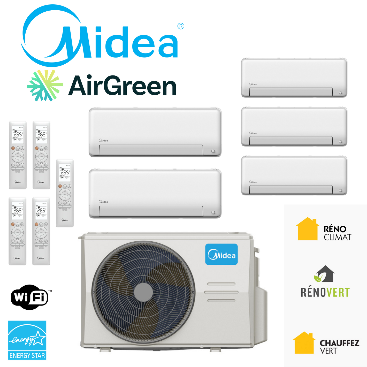 Thermopompe 5-Zone Midea | Installation Montréal, Laval, Longueuil, Rive Sud & Rive Nord