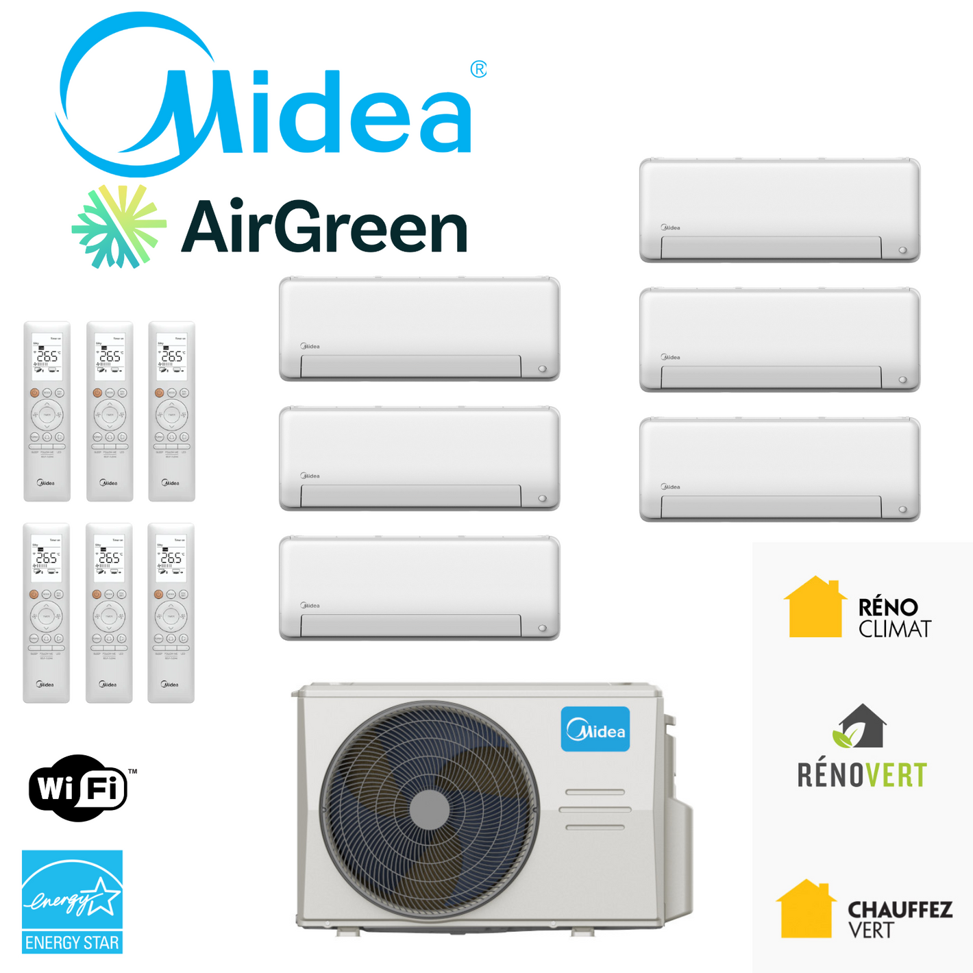 Thermopompe 6-Zone Midea | Installation Montréal, Laval, Longueuil, Rive Sud & Rive Nord