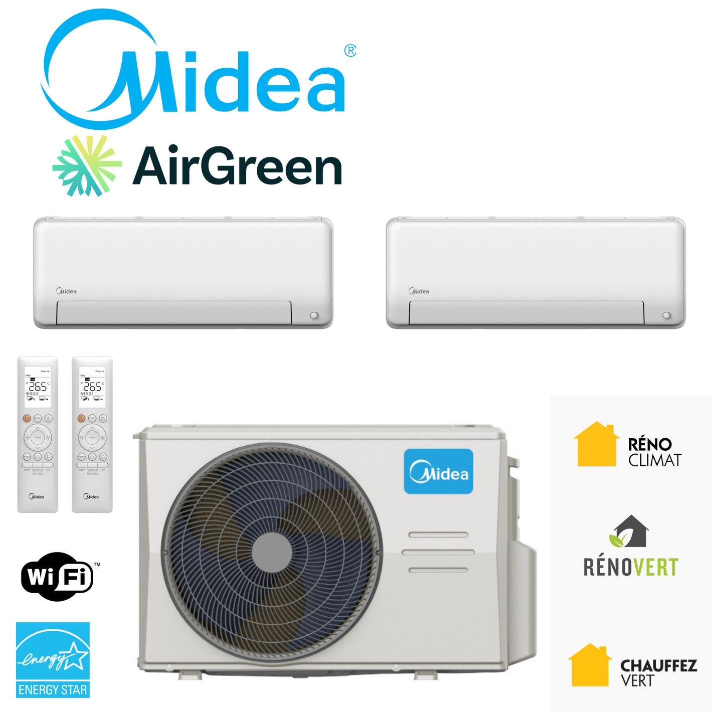 Thermopompe DoubleZone Midea | Installation Montréal, Laval, Longueuil, Rive Sud & Rive Nord