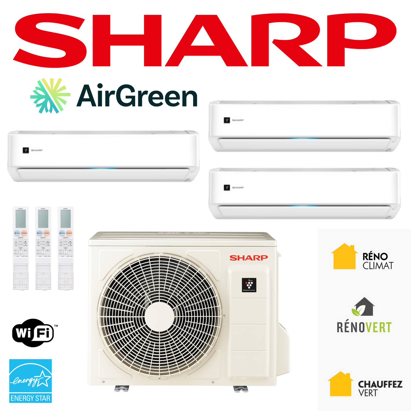 Thermopompe Multi Zone SHARP | Installation à Montréal, Laval, Longueuil, Rive Sud et Rive Nord