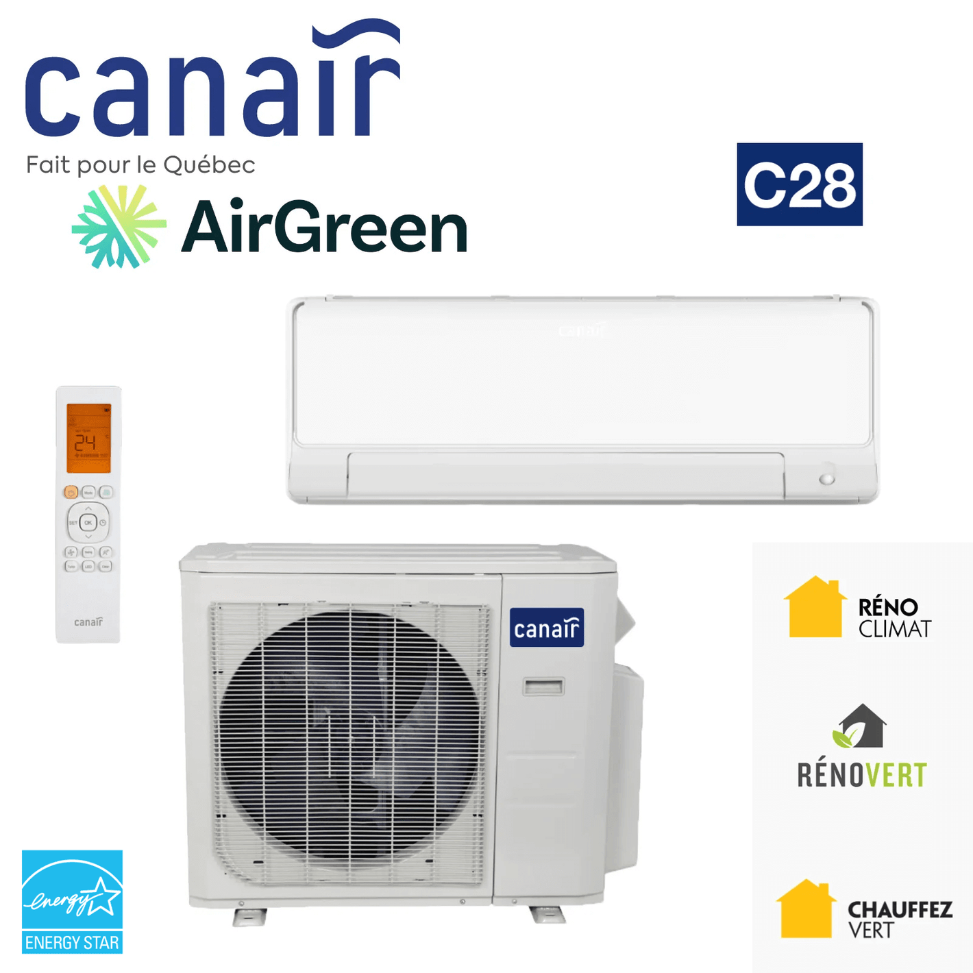 Thermopompe Murale CANAIR C28 | Montréal, Laval, Longueuil, Rive Sud et Rive Nord