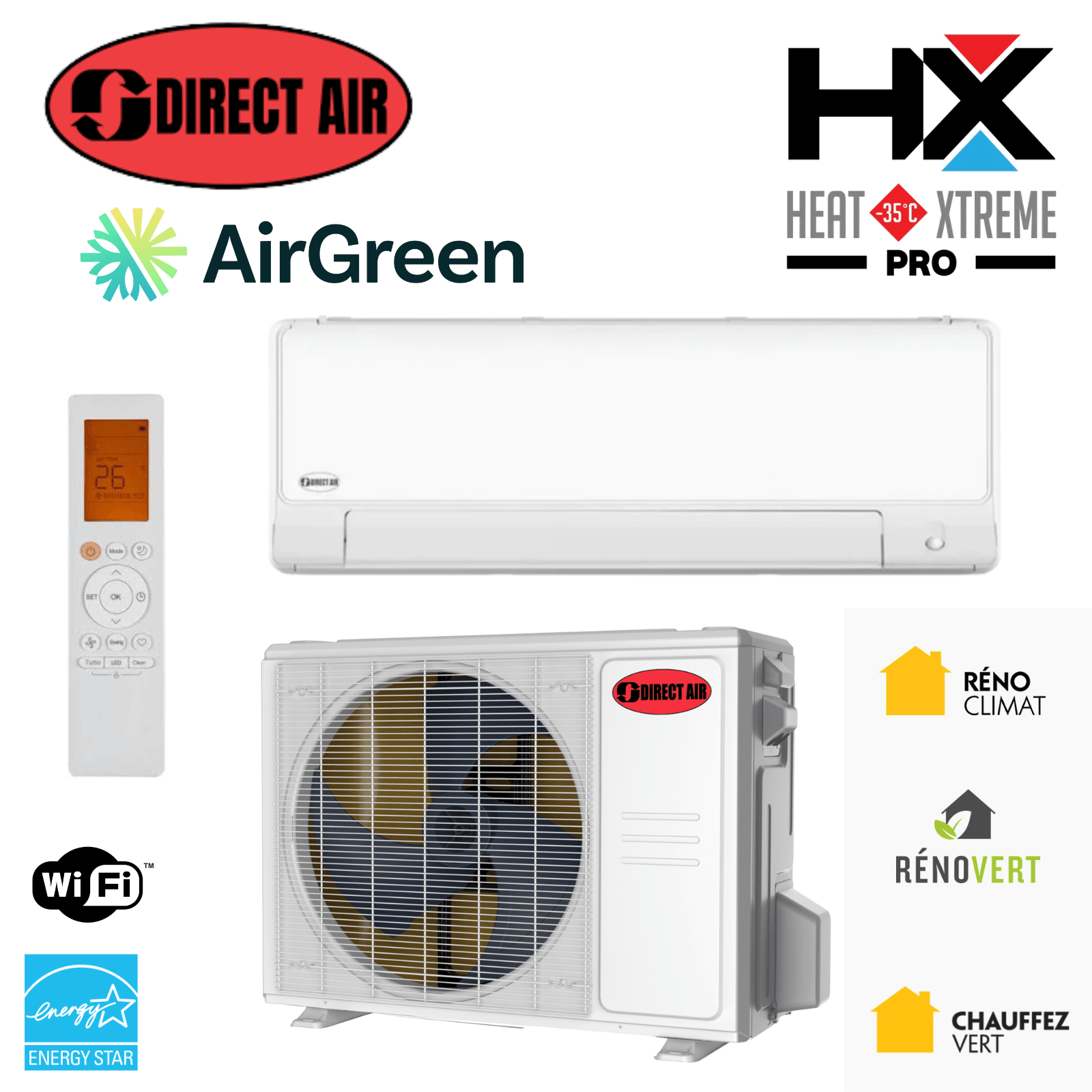 Thermopompe Murale DirectAir Heat Xtreme Pro (-35 °C) | R410a - Montréal & Montérégie