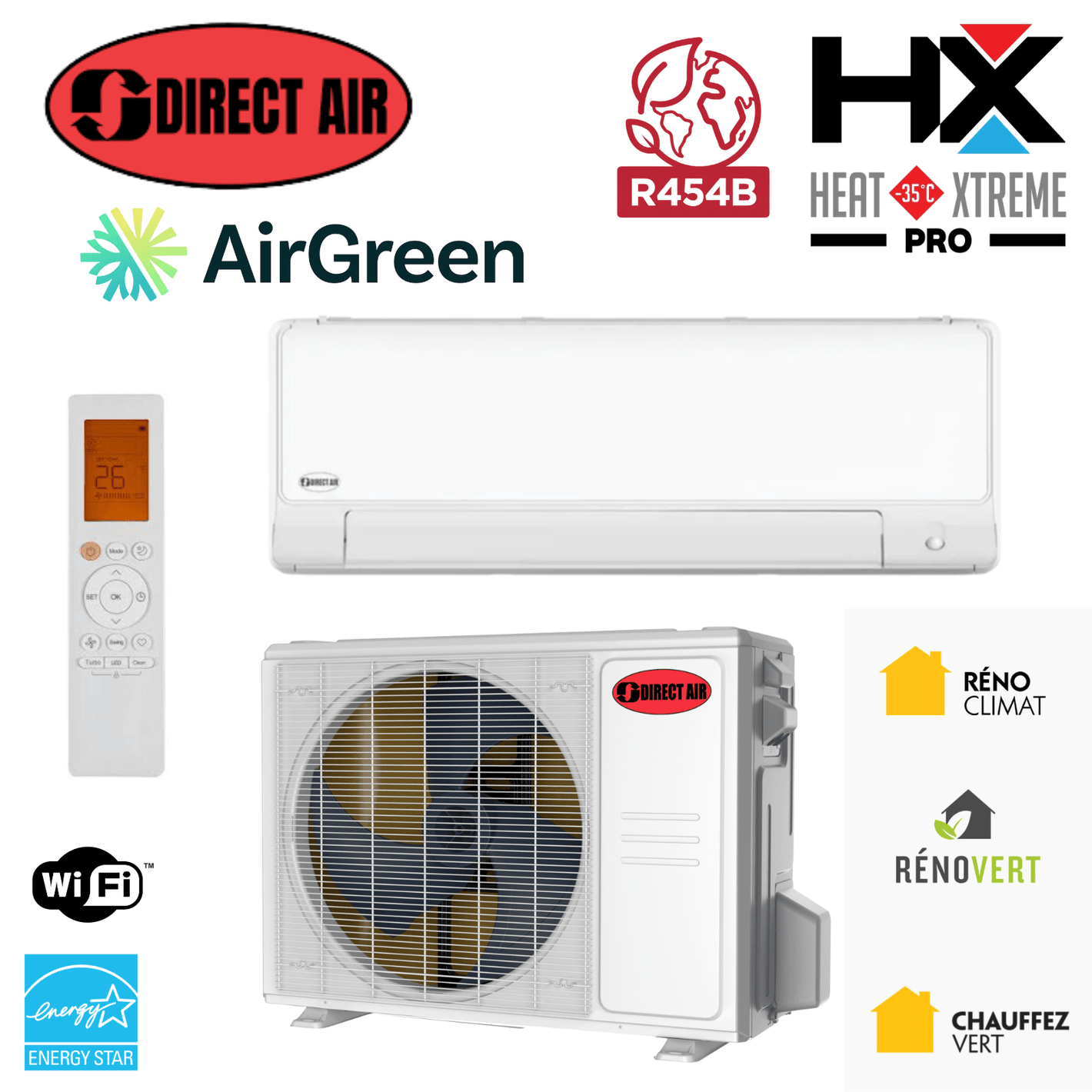 Thermopompe Murale Direct Air Heat Xtreme Pro (-35 °C) | R454B - Montréal & Montérégie