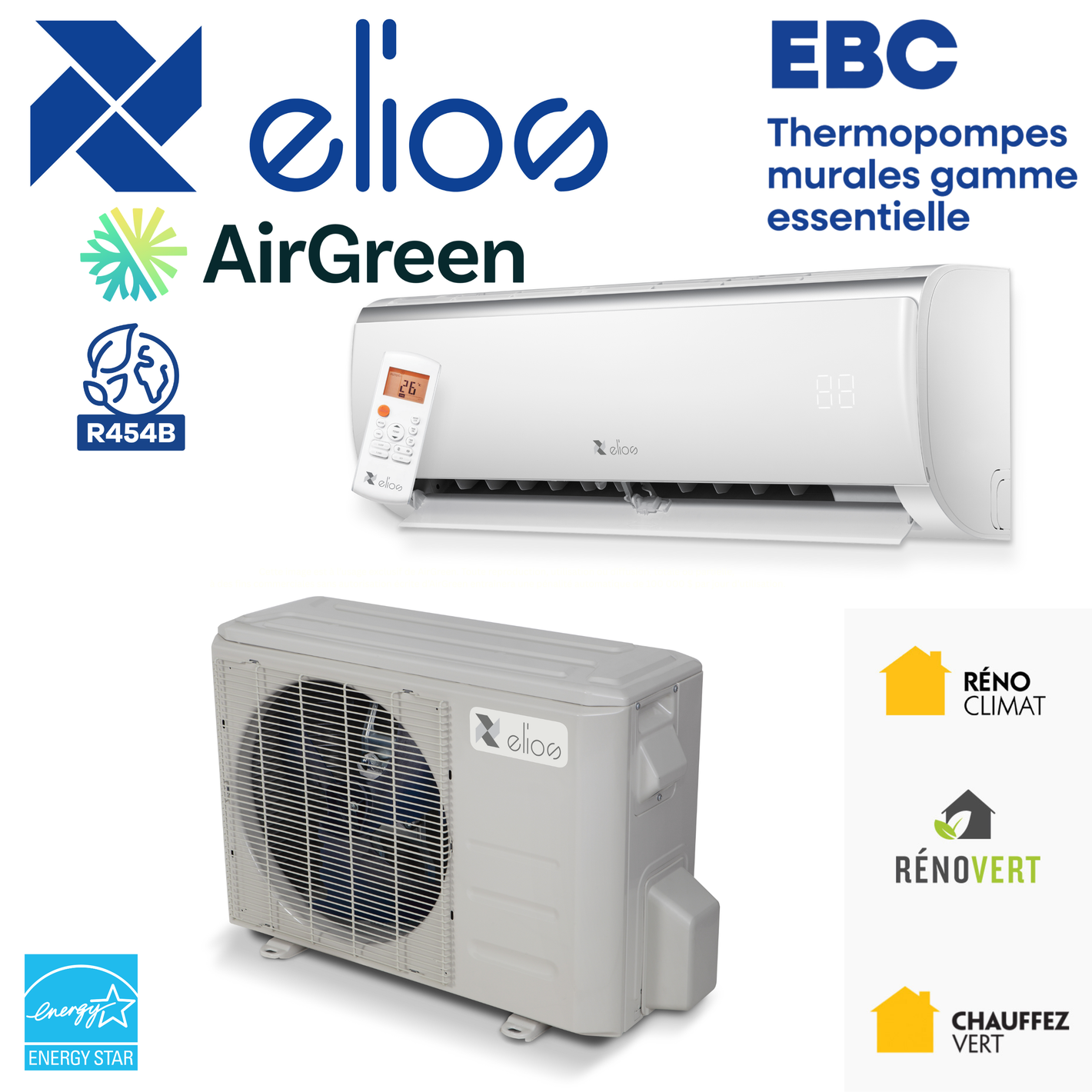 Thermopompe Murale ELIOS EBC R454B | Montréal, Laval, Longueuil, Rive Sud & Nord