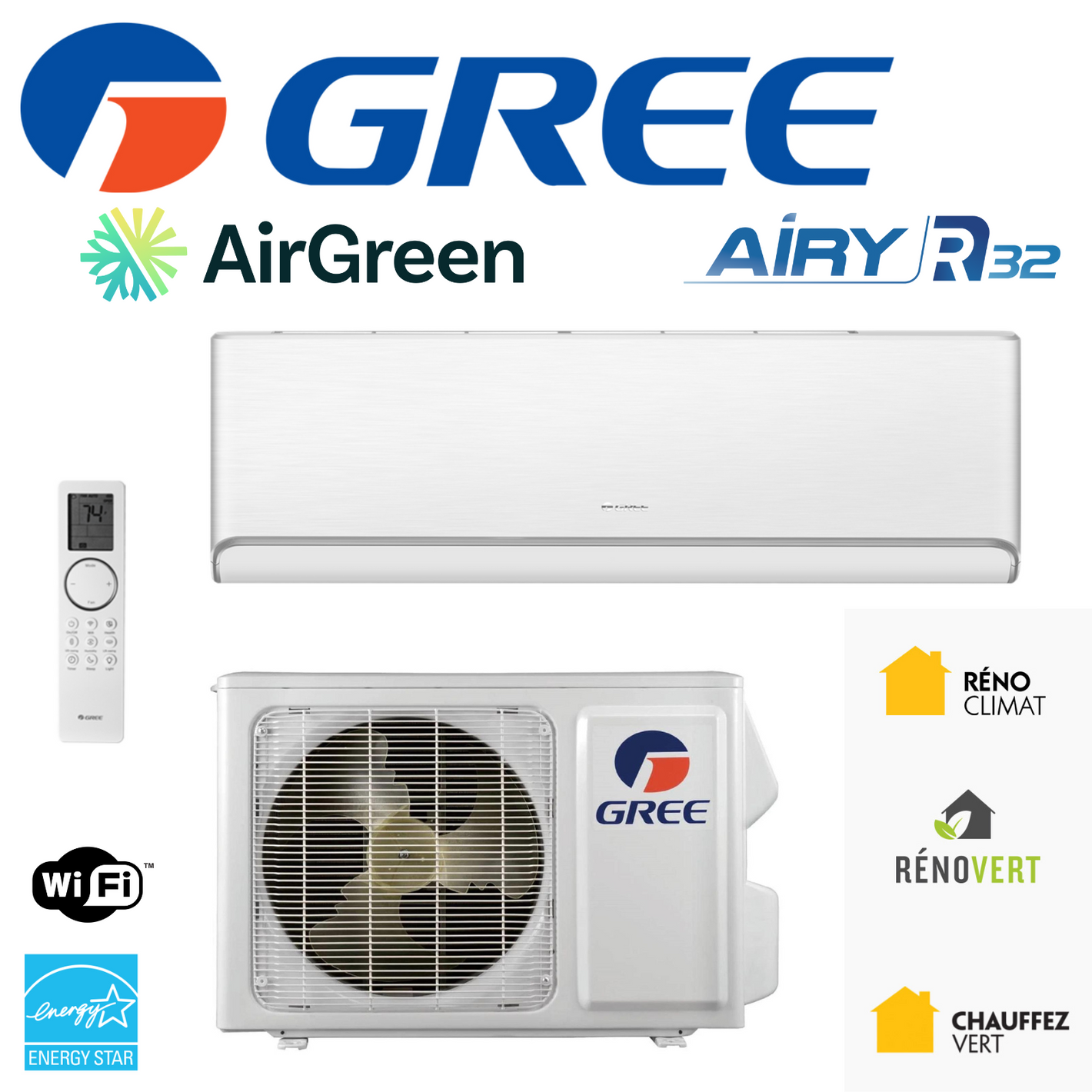 Thermopompe Gree AIRY R32 | Montréal, Laval, Longueuil, Rive Sud & Rive Nord