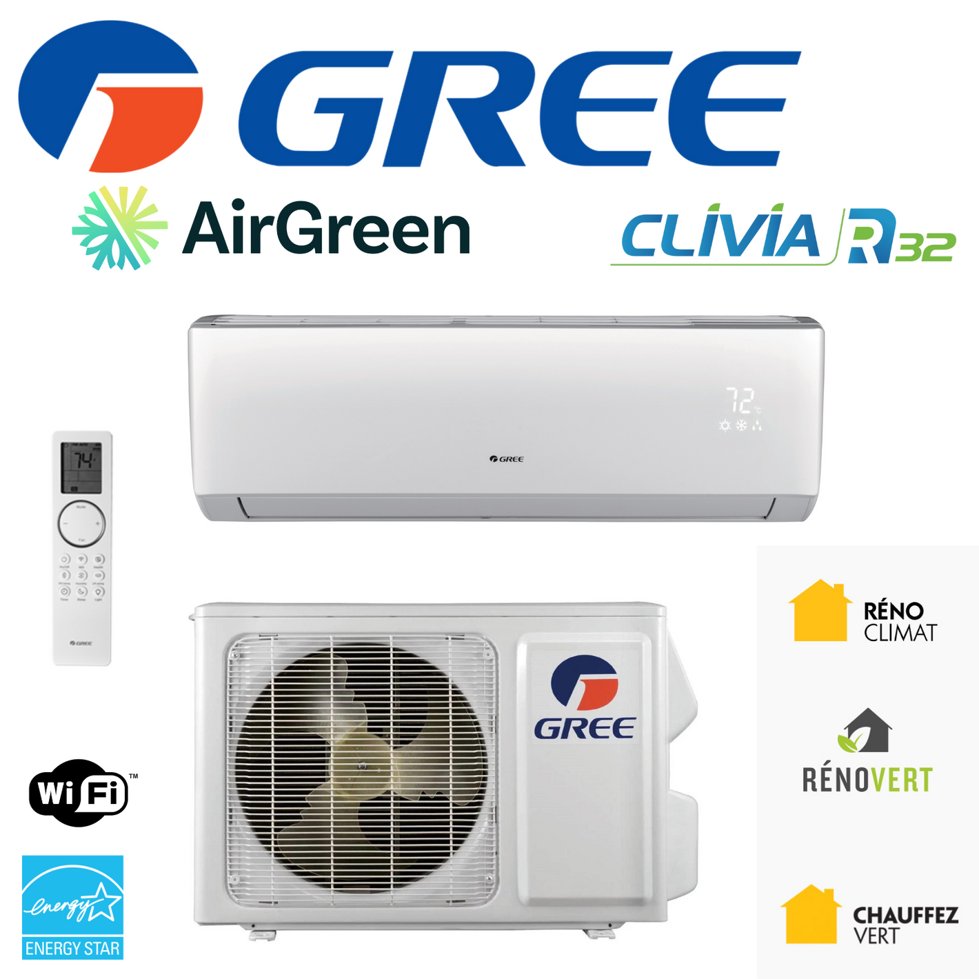 Thermopompe Gree CLIVIA R32 | Montréal, Laval, Longueuil, Rive Sud & Rive Nord