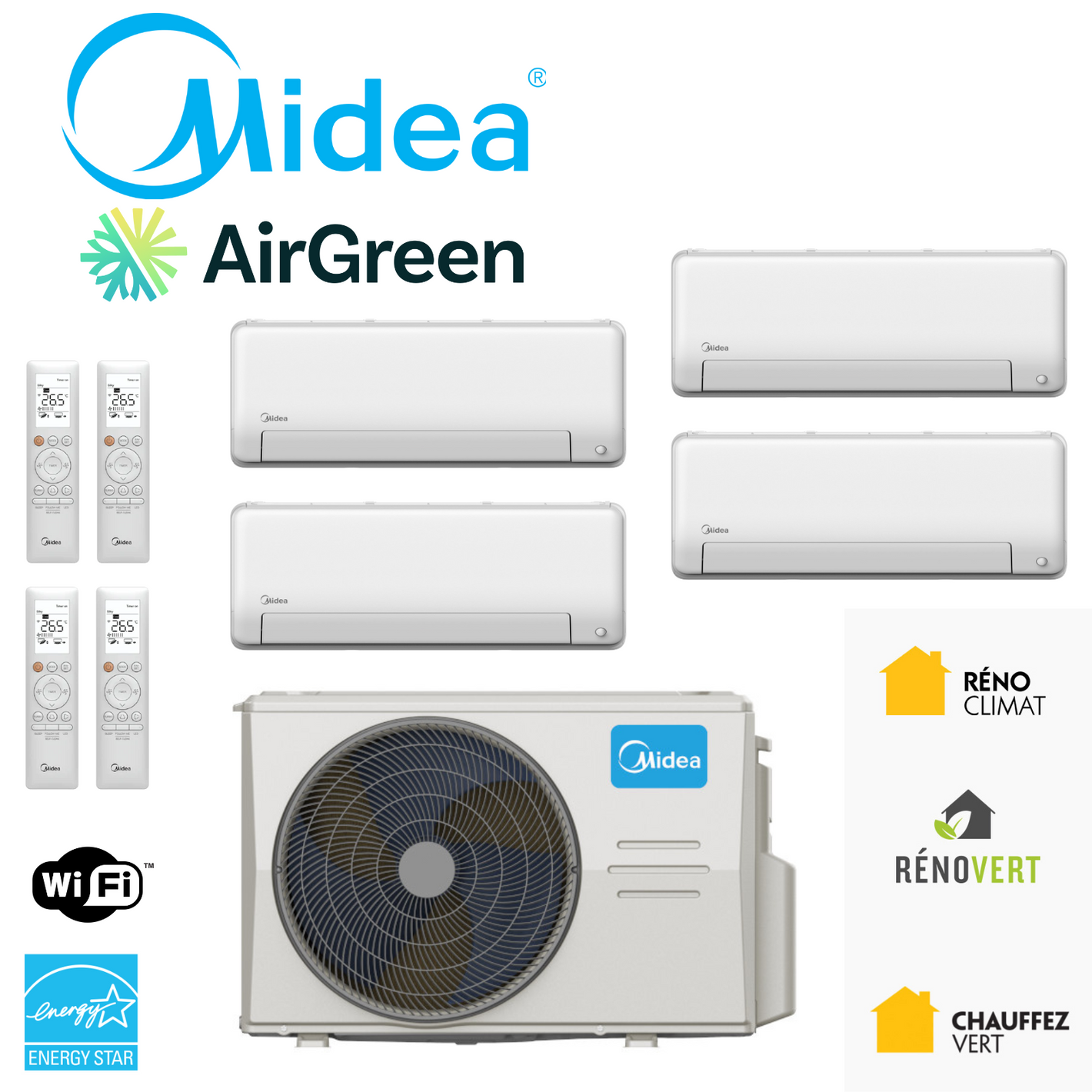Thermopompe 4-Zone Midea | Installation Montréal, Laval, Longueuil, Rive Sud & Rive Nord