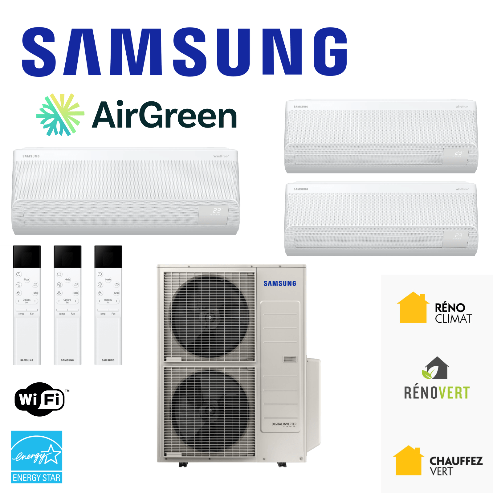 Thermopompe 3-Têtes SAMSUNG | Installation à Montréal, Laval, Longueuil, Rive Sud et Rive Nord