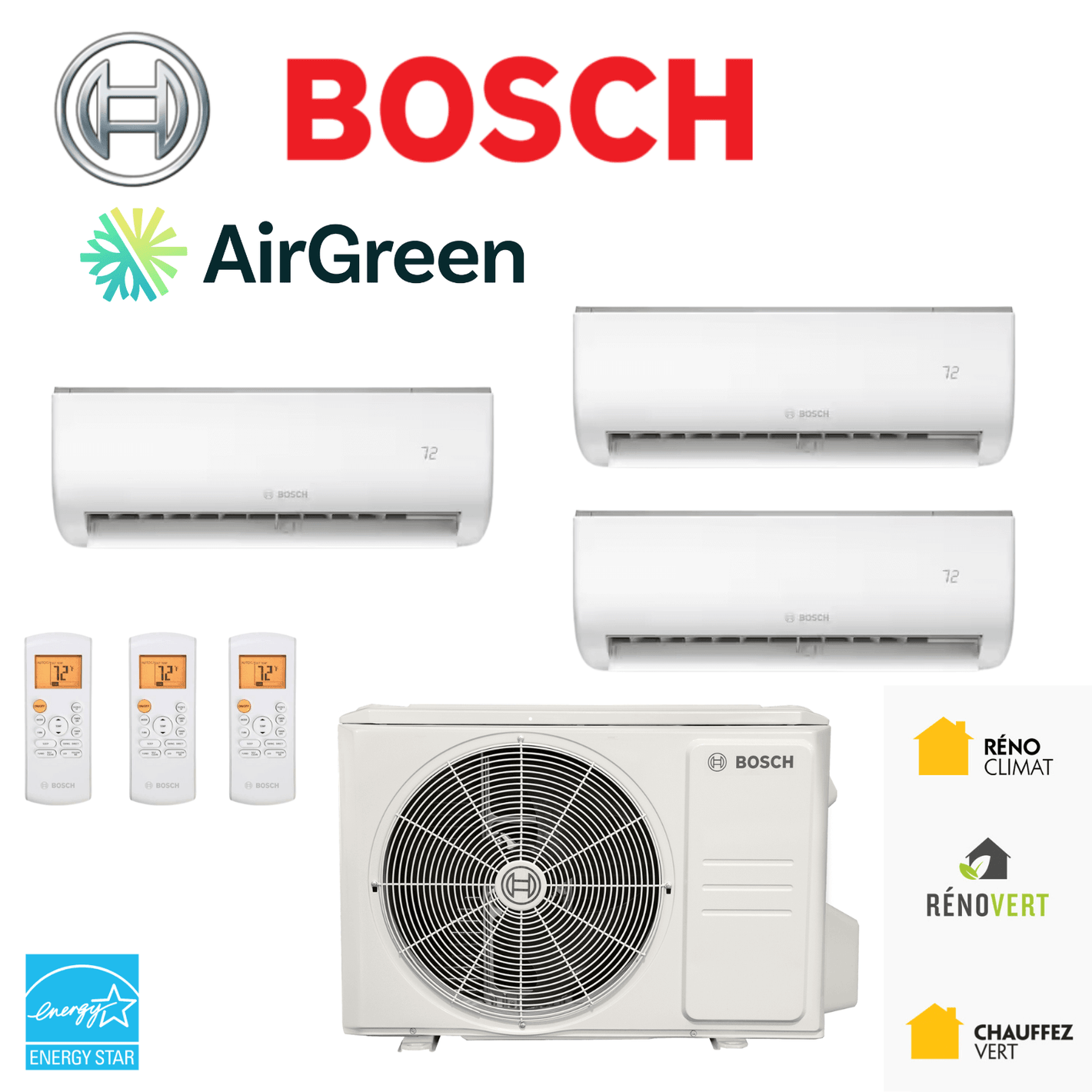 Thermopompe 3 Têtes BOSCH | Montréal, Laval, Longueuil, Rive Sud et Rive Nord