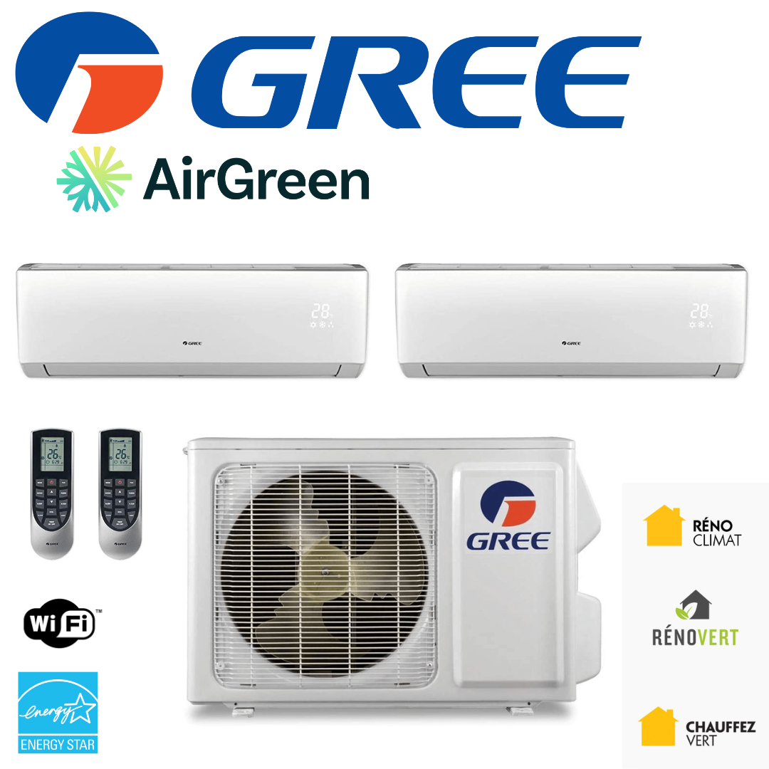 Gree Double Zone Mini Split | MONTREAL, LAVAL, LONGUEUIL, RIVE SUD, RIVE NORD