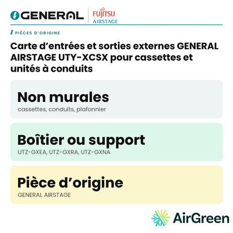 Carte d’entrées et sorties externes GENERAL AIRSTAGE UTY-XCSX pour cassettes et unités à conduits – carte principale | Montréal, Laval, Longueuil, Rive-Sud, Rive-Nord