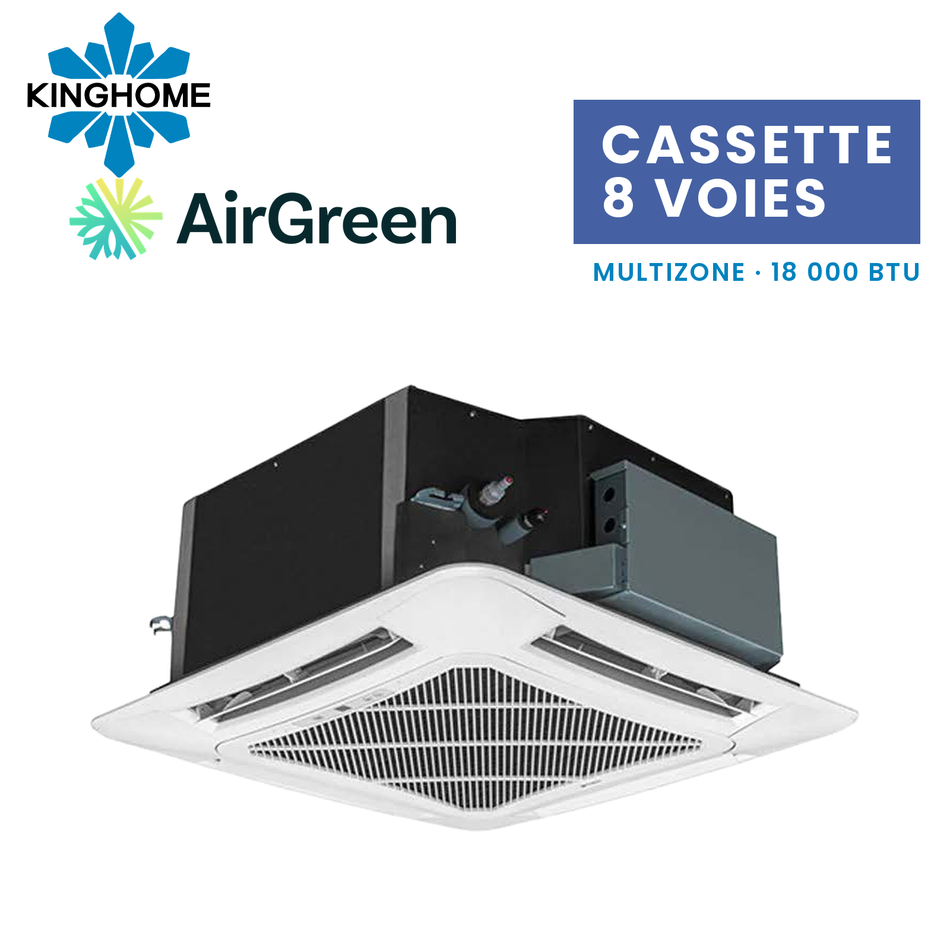 Cassette de Plafond 8 Voies KINGHOME Multizone R32 18 000 BTU – photo principale – Laval, Longueuil, Rive-Sud